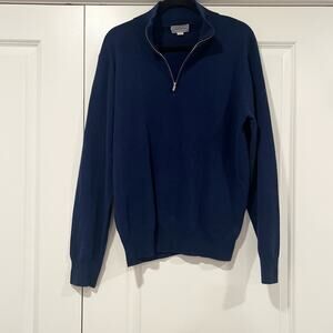 Cashmeren Men's Quarter Zip 100% Premium‎ Cashmere Sweater Navy Size XL